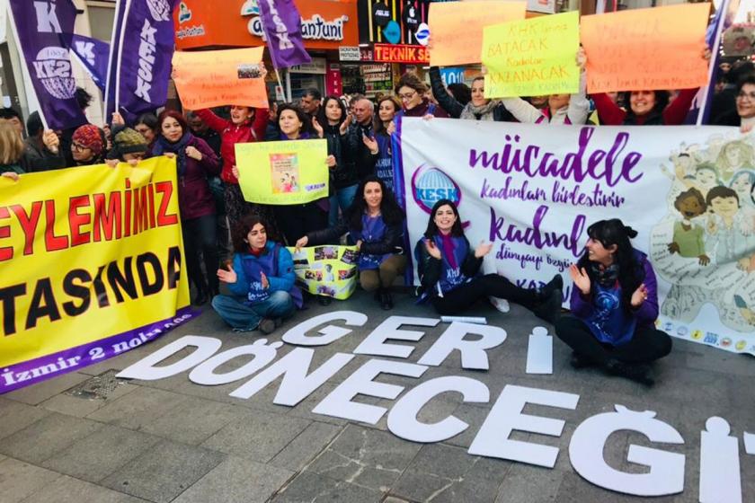 KESK'li kadınlardan İzmir'de eylem: 8 Mart ücretli izin sayılsın