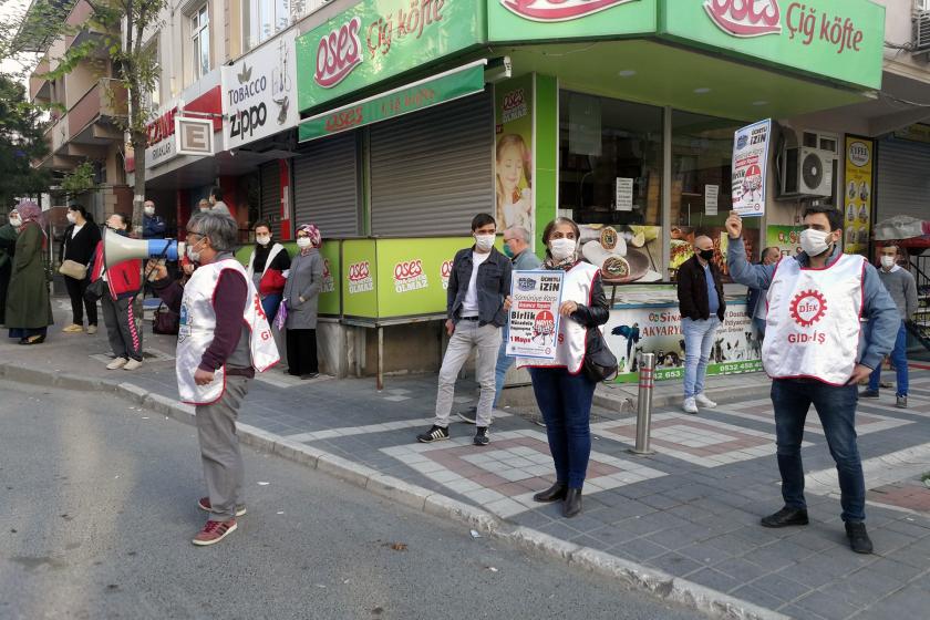 Gıda-İş işçi duraklarında işçilere seslendi: Çarklar dönerken işçiler ölüyor