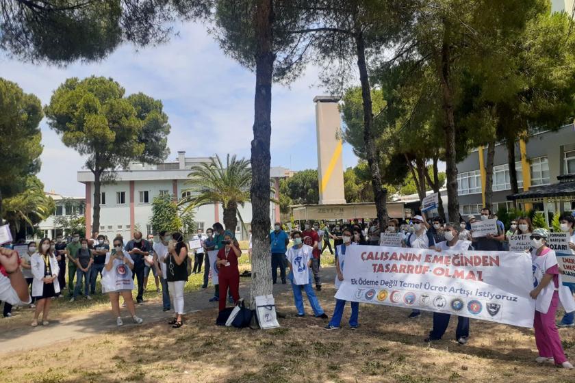 DEÜ Hastanesi sağlık emekçilerin kesintilere karşı mücadelesi sürüyor