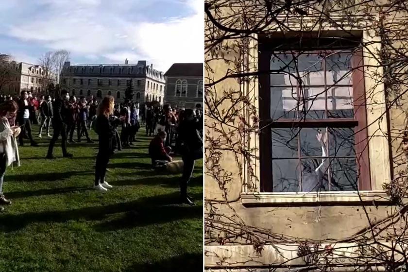 Boğaziçi Üniversitesi öğrencileri Rektörlük önünde istifa çağrısı yaptı