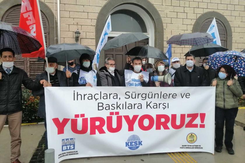 Sendikalar ihraç ve sürgünlere karşı Ankara'ya yürüyüş başlattı