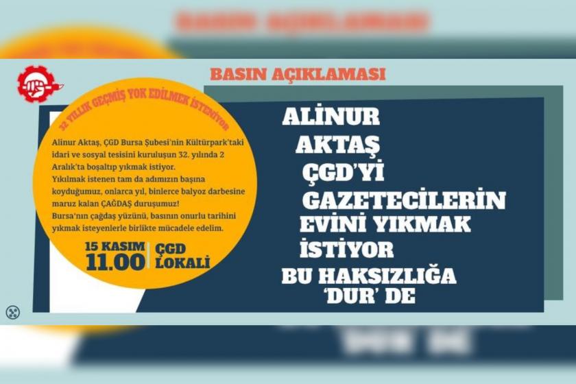 Bursa Büyükşehir Belediyesi gazetecilerle hesaplaşıyor: ÇGD Bursa lokali yıkılacak