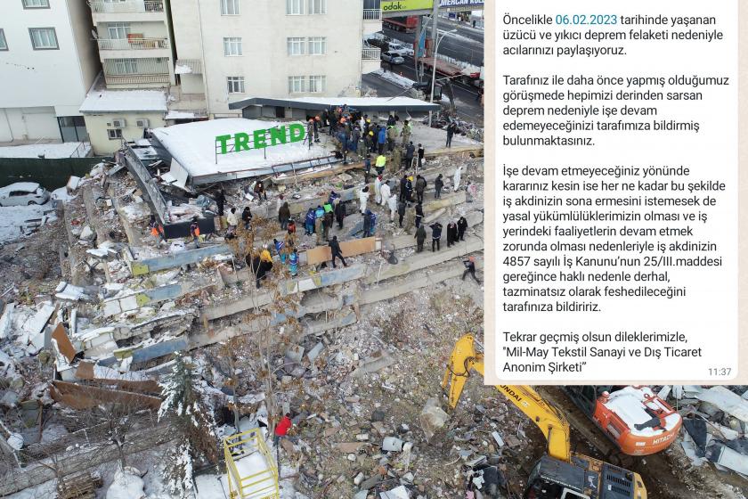 Malatya'da "Evimiz yıkıldı" diyen tekstil işçileri tazminatsız işten atılmakla tehdit edildi