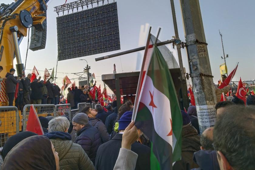 Galata Köprüsü'nde Filistin yürüyüşü