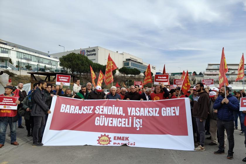 Evrensel'in manşeti | Barajsız sendika, yasaksız grev, güvenceli iş istiyoruz