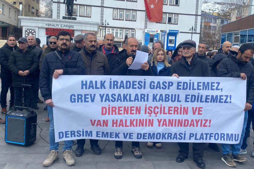 Dersim’de Başpınar işçileri için dayanışma eylemi | ‘Yasaklar sizin mücadele bizimdir’