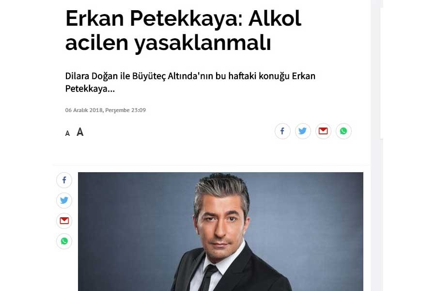 Erkan Petekkaya alkolün acilen yasaklanması gerektiğini savundu