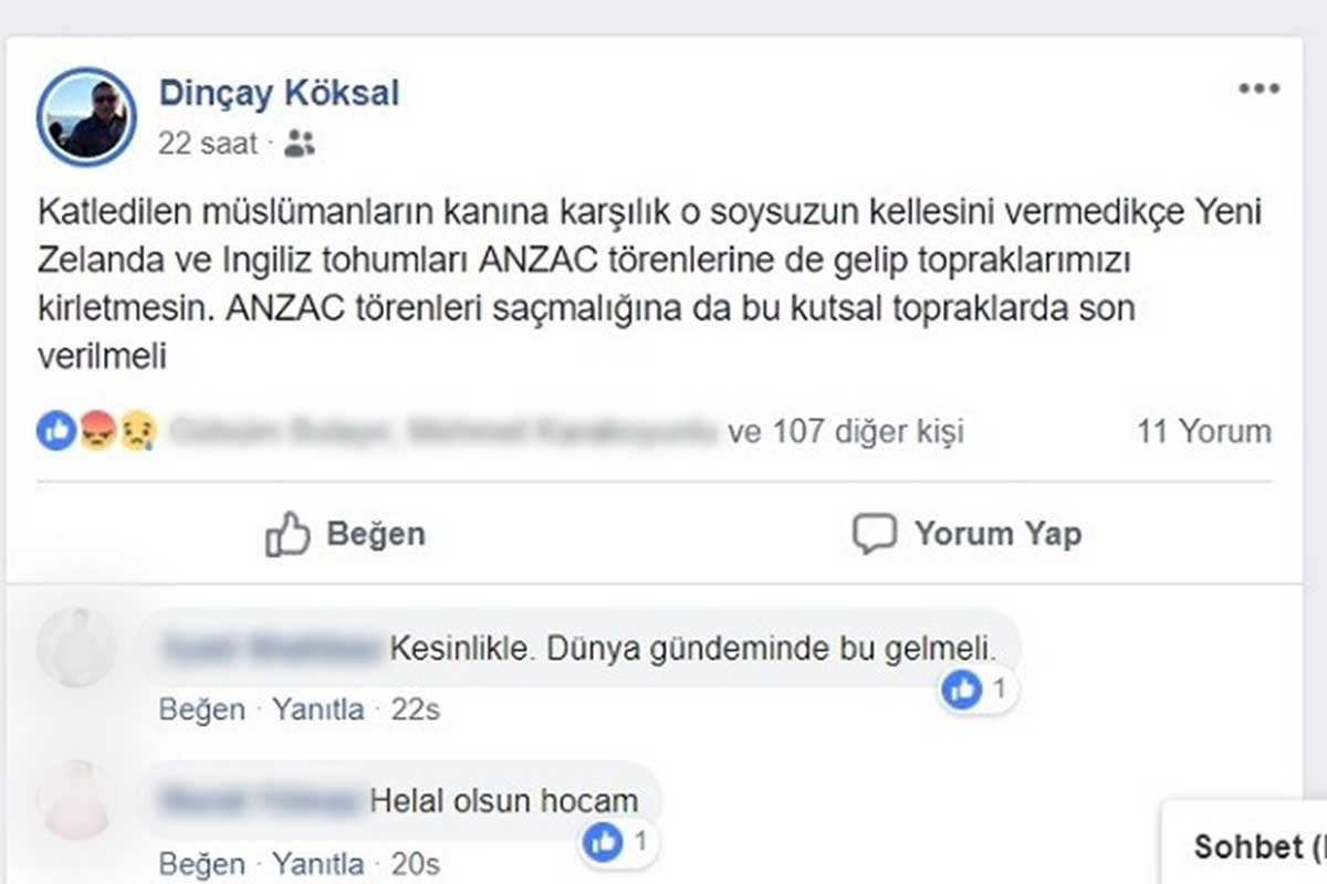 ÇOMÜ GSF Dekan Vekili Köksal'dan provokatif Yeni Zelanda paylaşımı