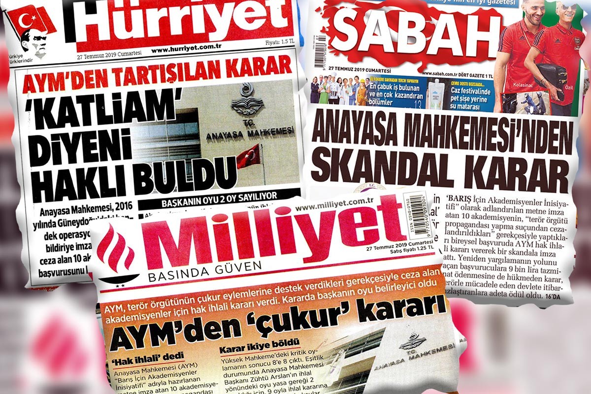 İktidar medyası, barış akademisyenlerini haklı bulan AYM’yi hedef aldı