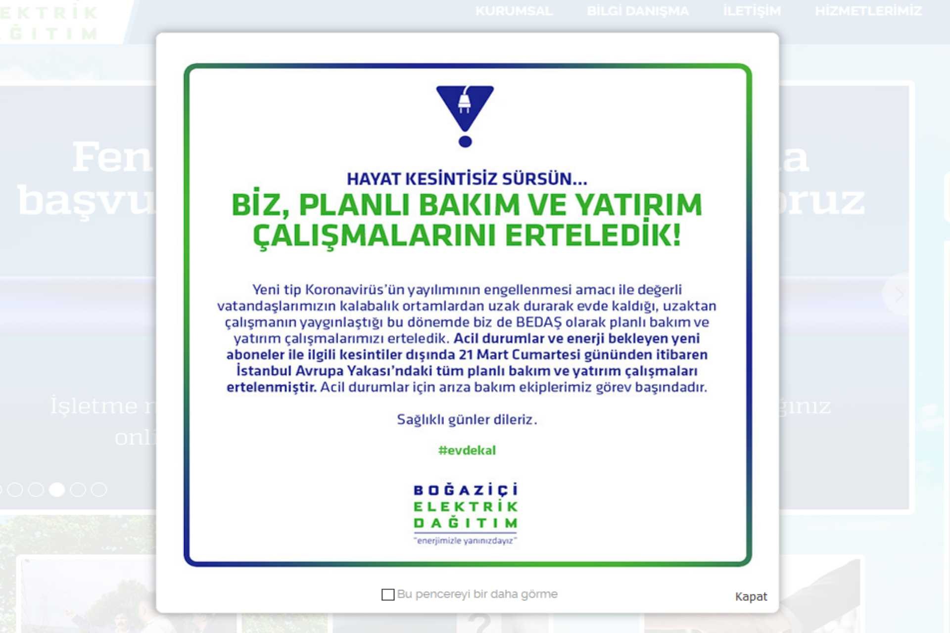 BEDAŞ, İstanbul'da yapacağını duyurduğu planlı elektrik kesintilerini erteledi