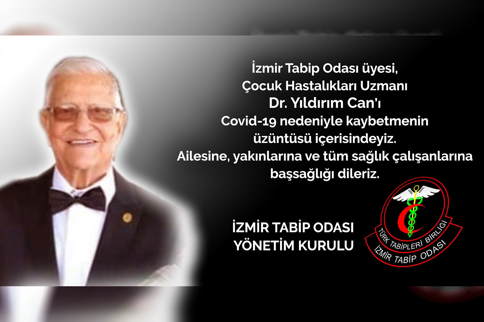 İzmir’de Dr. Yıldırım Can koronavirüs nedeniyle hayatını kaybetti