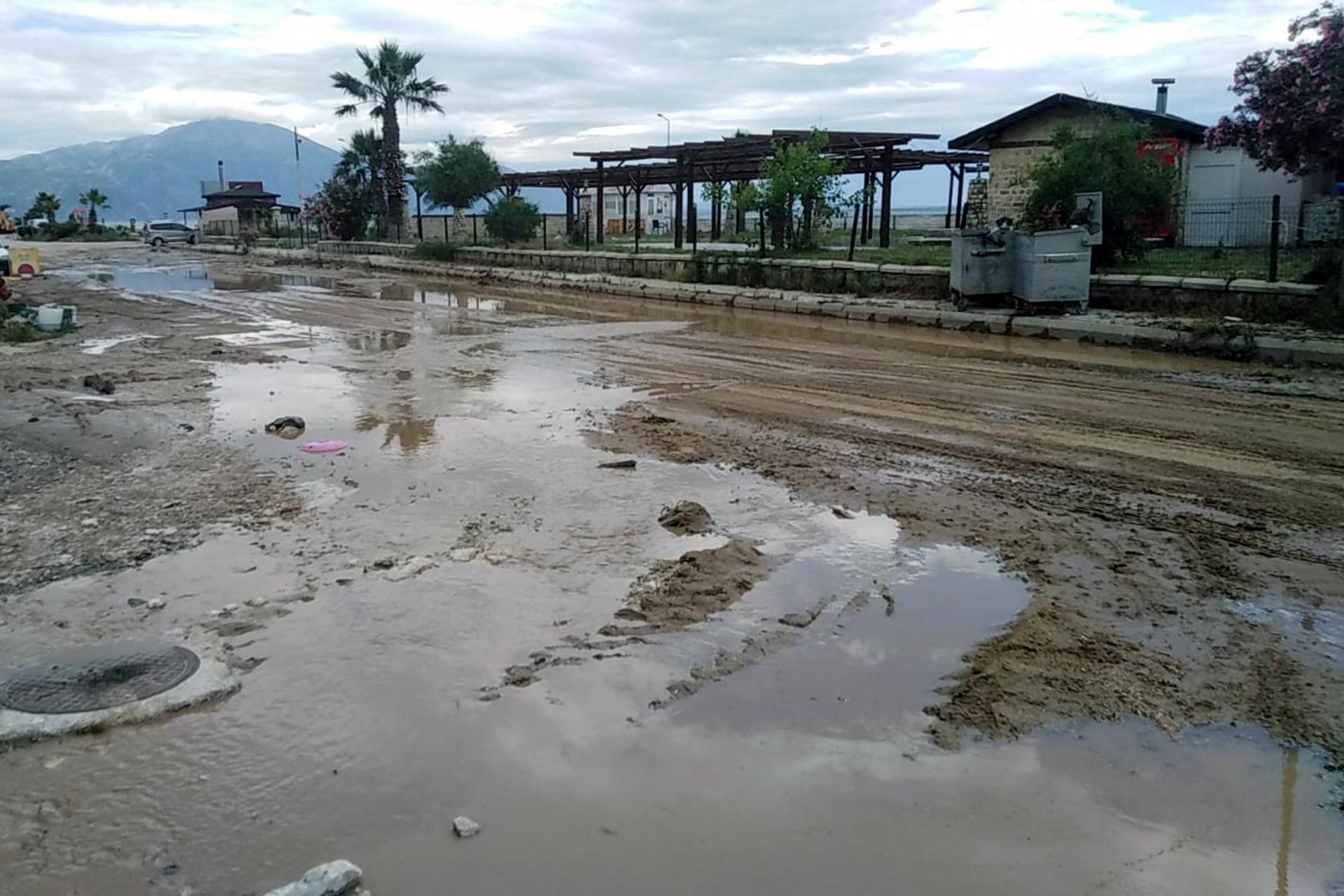 Hatay Samandağ'da yağan yağmur bazı evlerde su baskınlarına neden oldu.