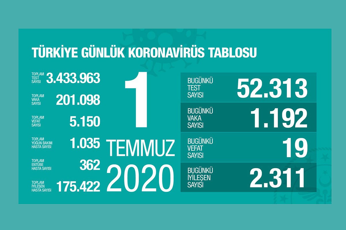 Türkiye'de koronavirüs vaka sayısı 201 binin üzerine çıktı