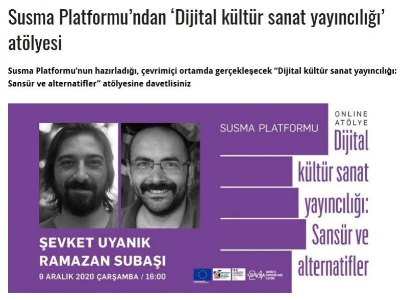 SUSMA Platformunun Sansür ve Alternatifler atölyesi başlıyor