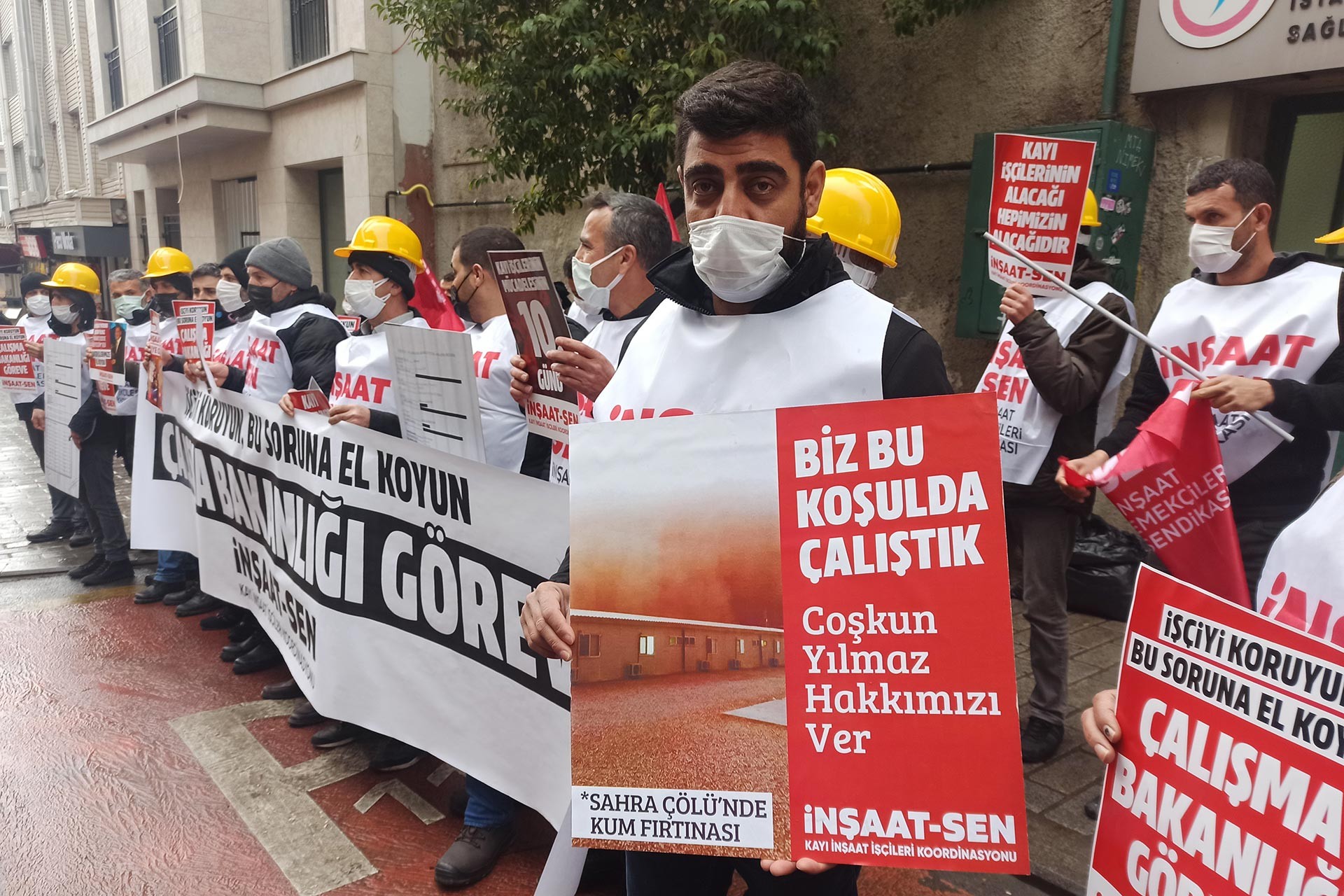 2 yıldır ücretleri ödenmeyen Kayı İnşaat işçilerinin İstanbul'daki eylemi 10. gününde