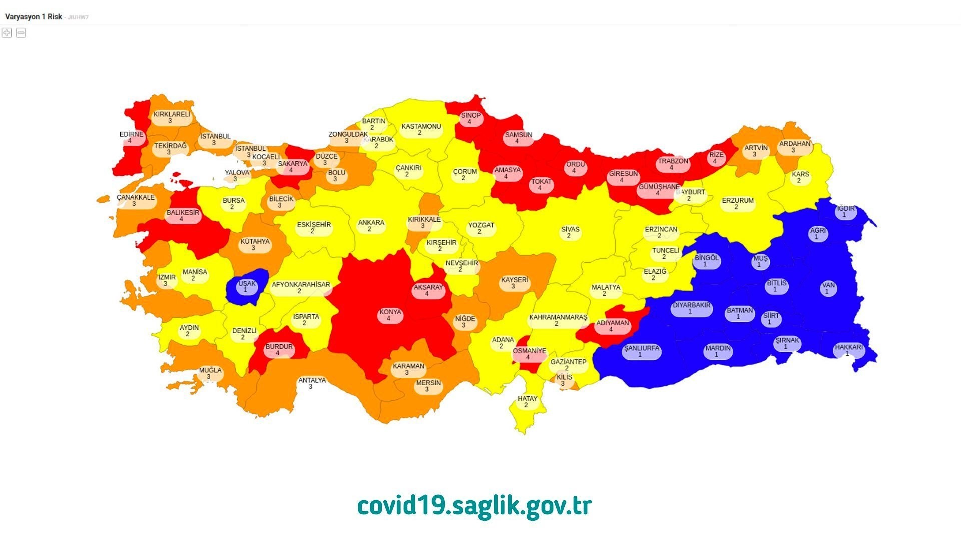 Sağlık Bakanlığının risk haritası