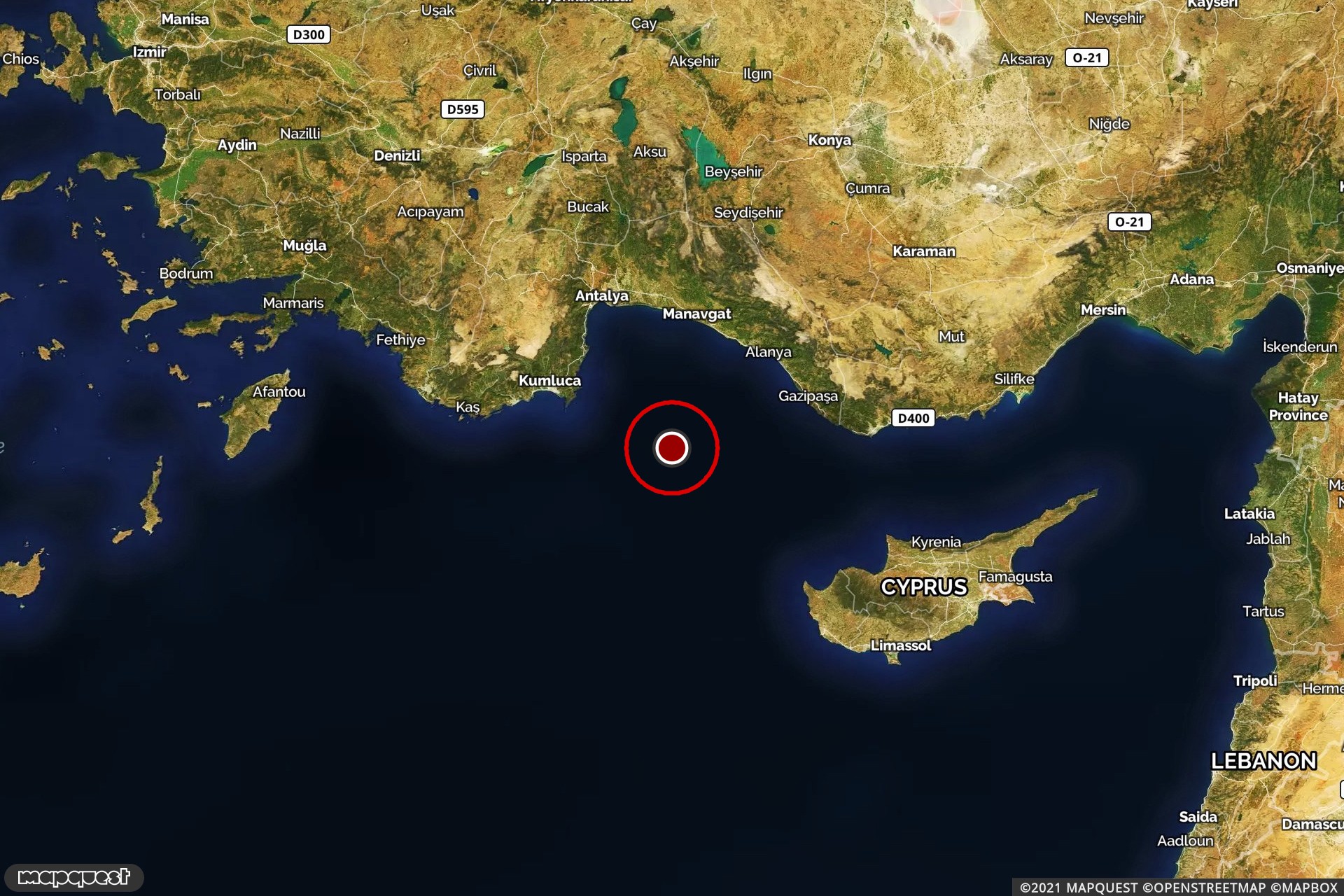 Akdeniz'de 4.5 büyüklüğünde deprem