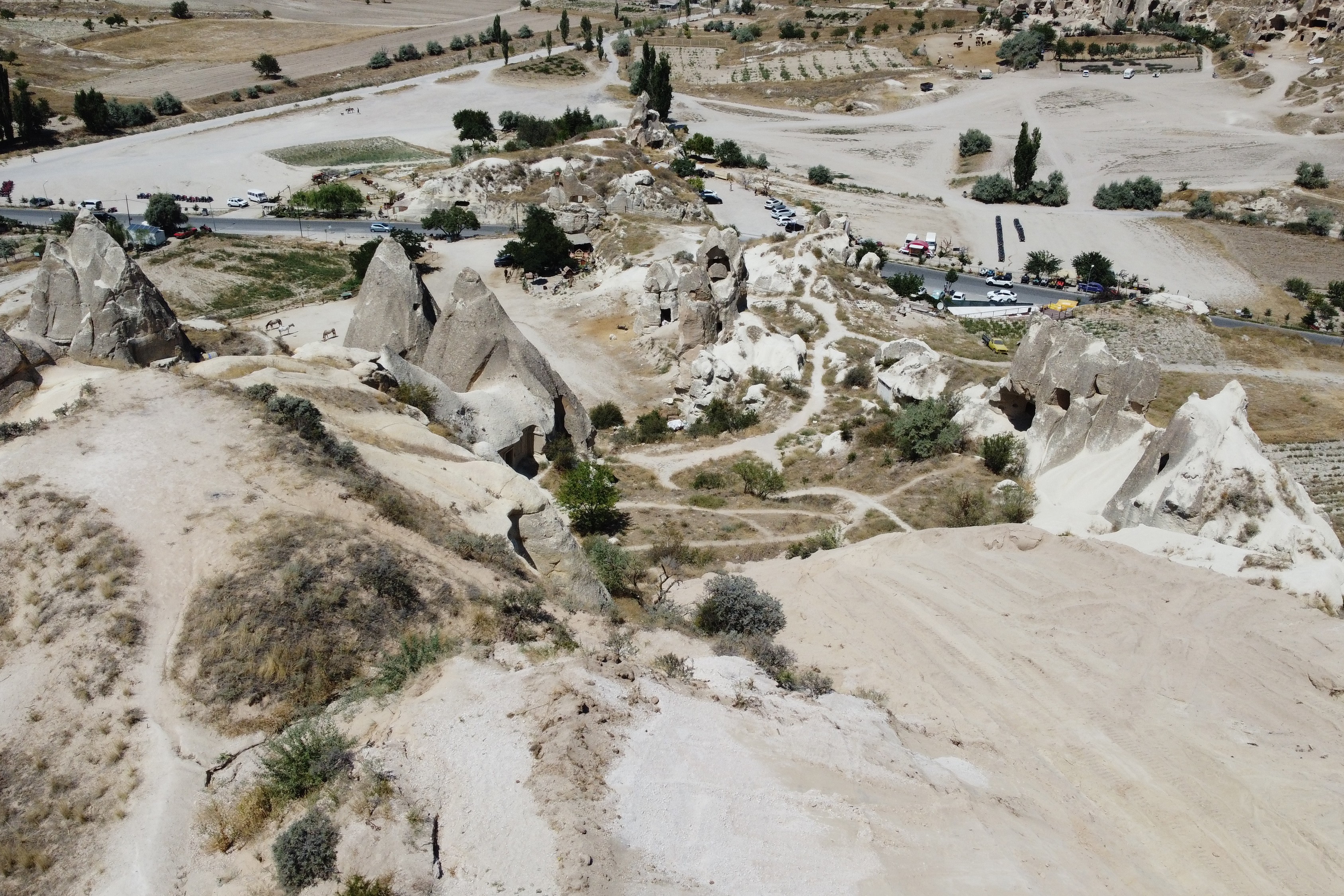 Kapadokya'daki yol çalışması. 