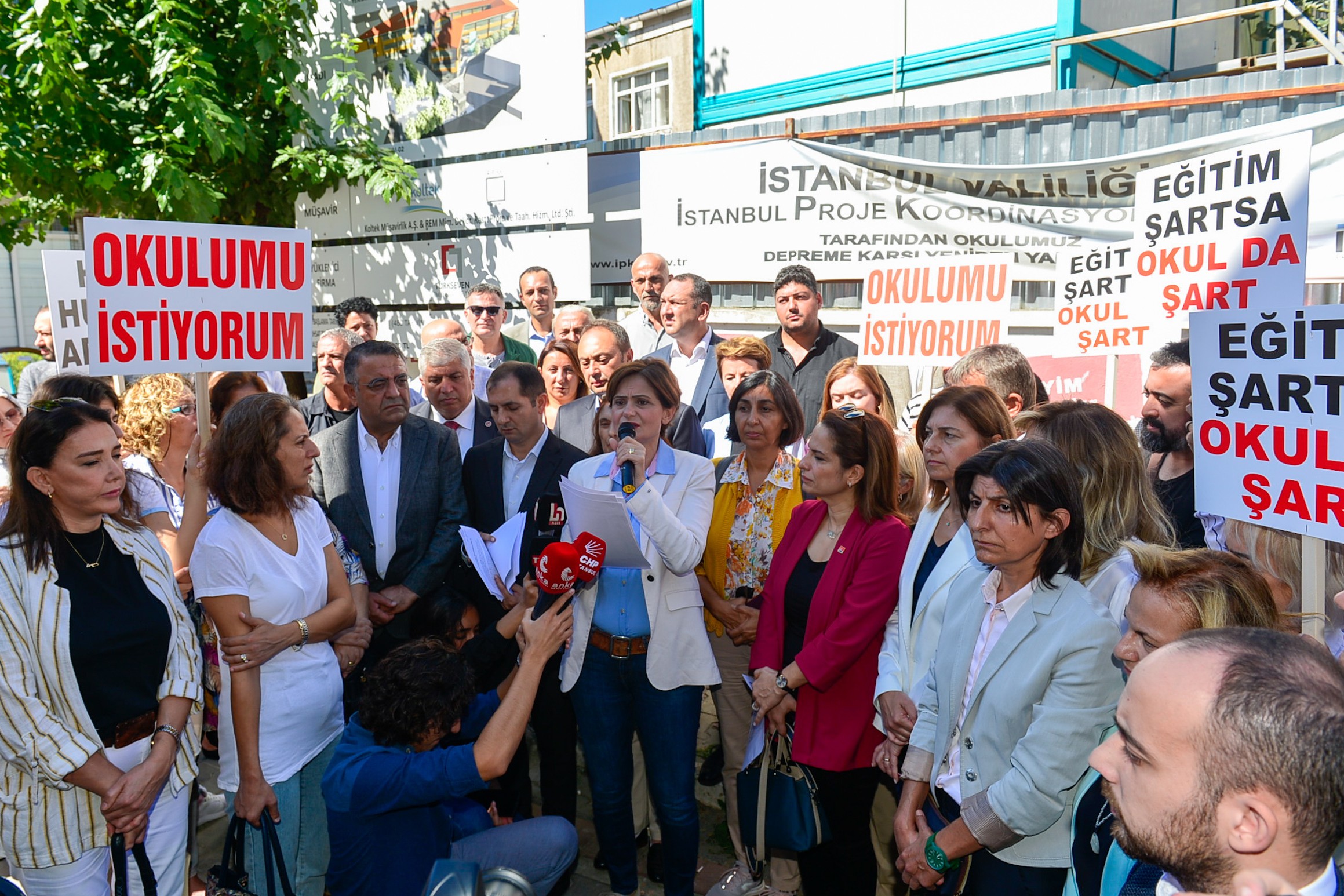 CHP İstanbul İl Başkanı Canan Kaftancıoğlu'nun basın açıklamasından bir fotoğraf.