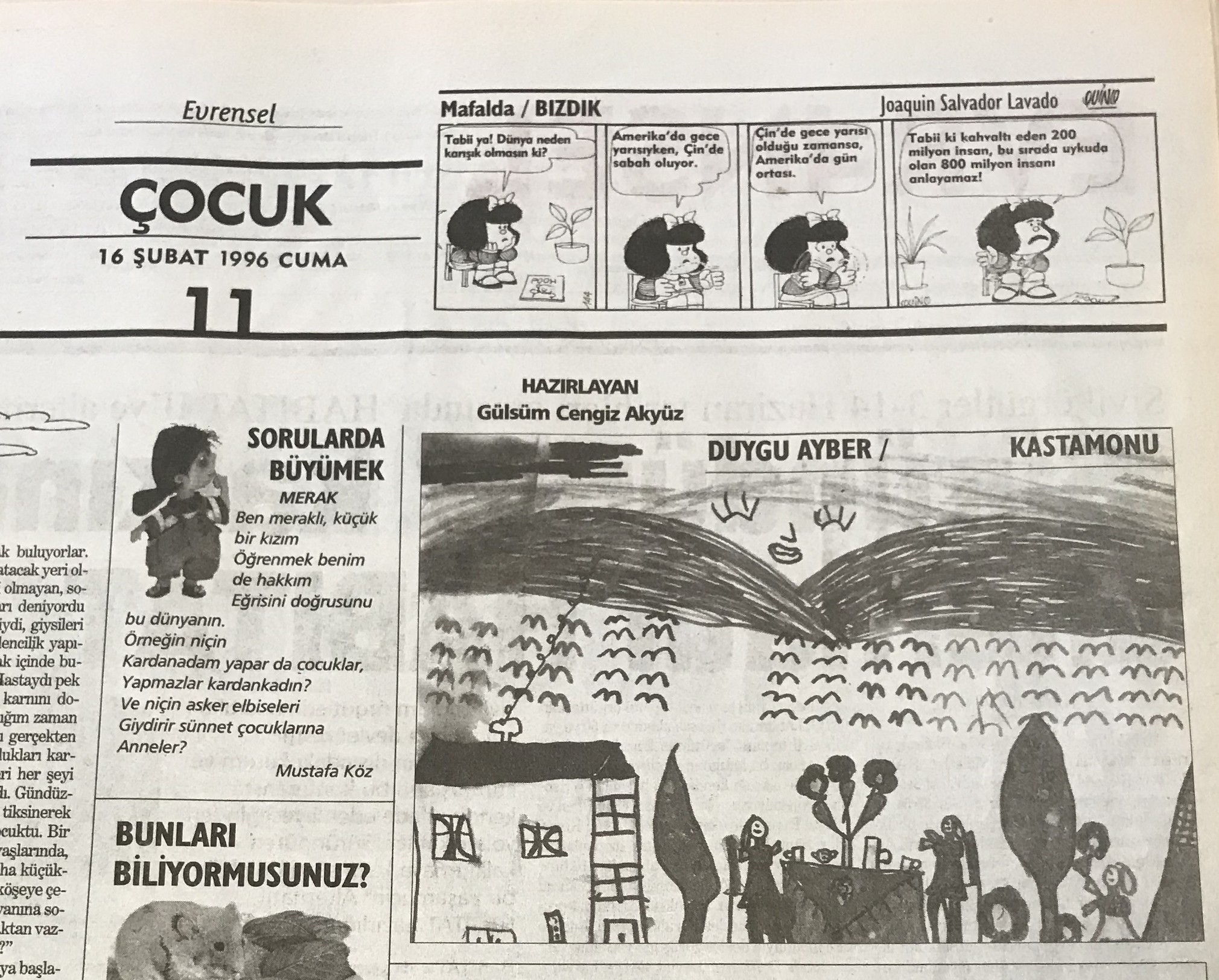 Evrensel gazetesi çocuk sayfası