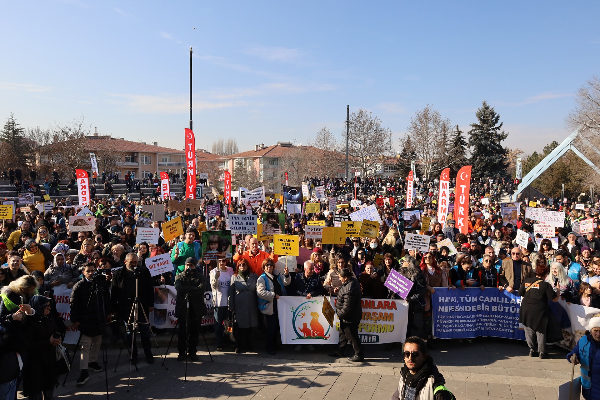 Ankara'da çok sayıda kişi hayvan katliamlarına karşı mitingde buluştu