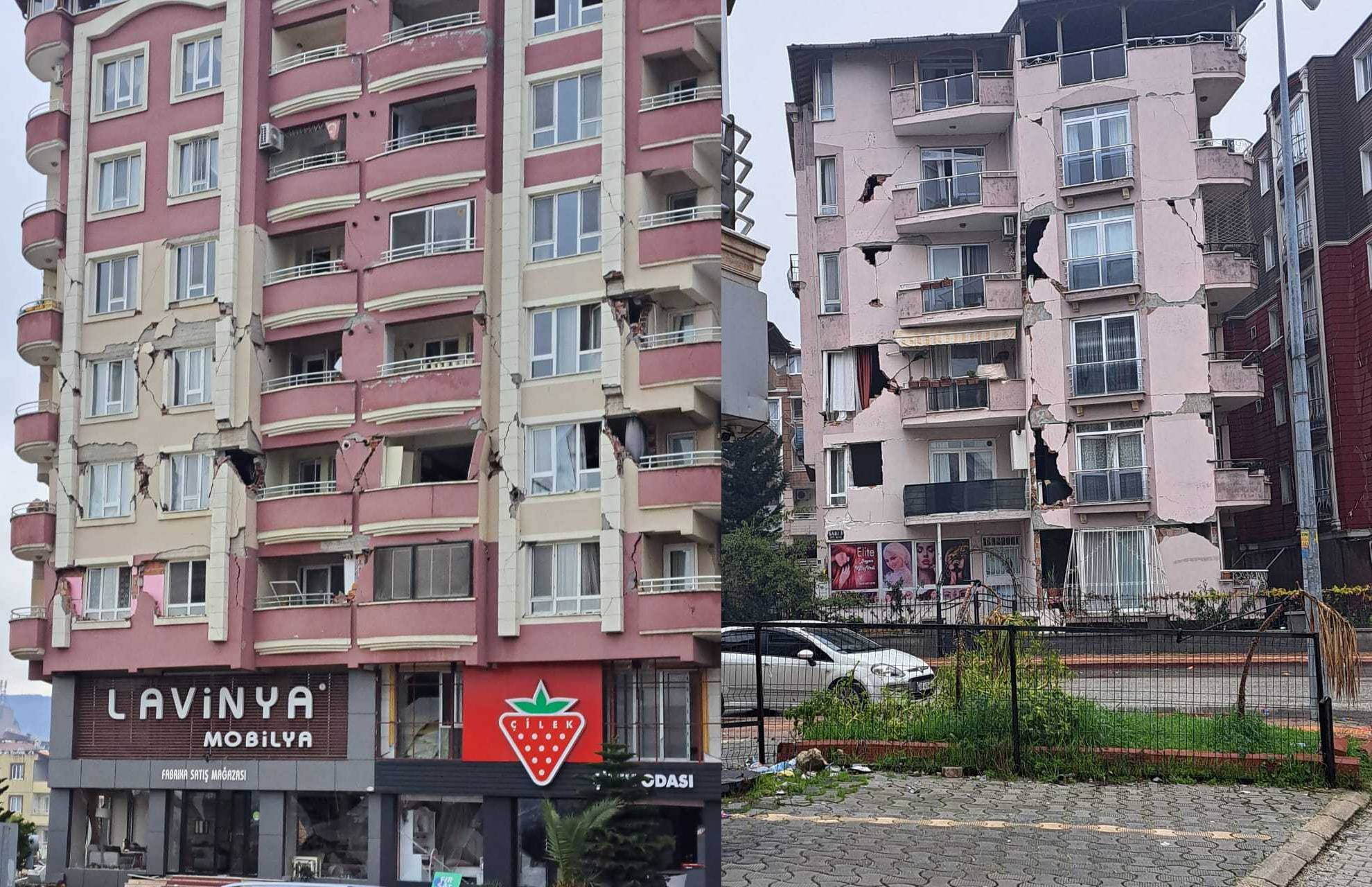 Antakya'da depremin ardından yıkılan binalar