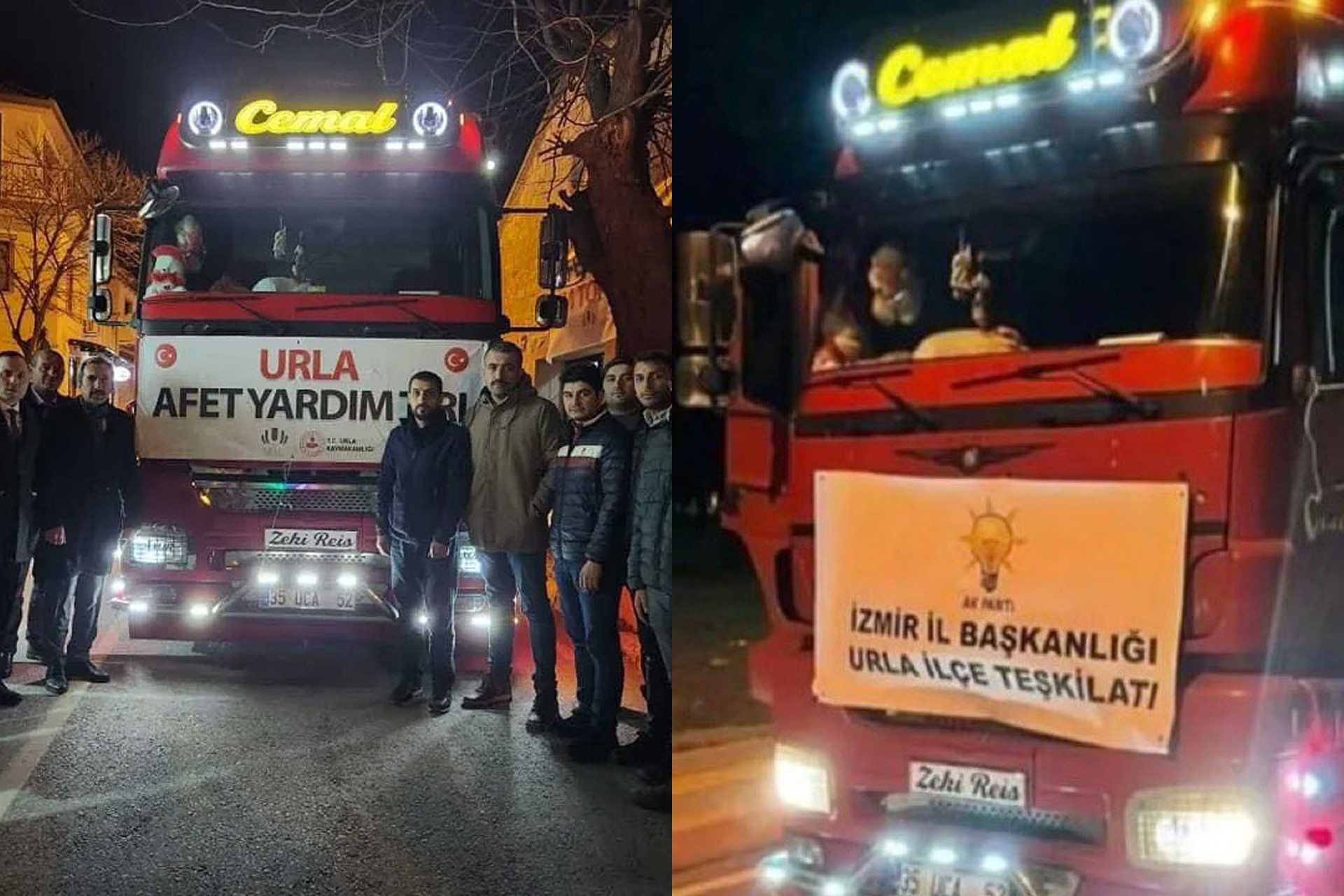 Urla Afet Yardım tırına AKP'liler kendi pankartını astı, Kıbrıslı Rumların yardımları engellendi