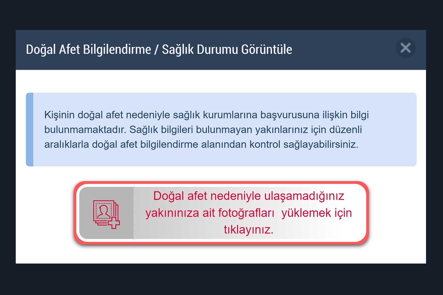 e-Nabız'a deprem nedeniyle ulaşılamayan yakınların fotoğraflarını ekleme özelliği eklendi