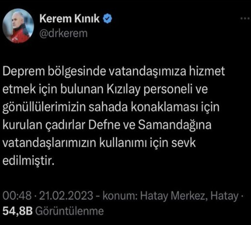 Kerem Kınık'ın paylaşımı