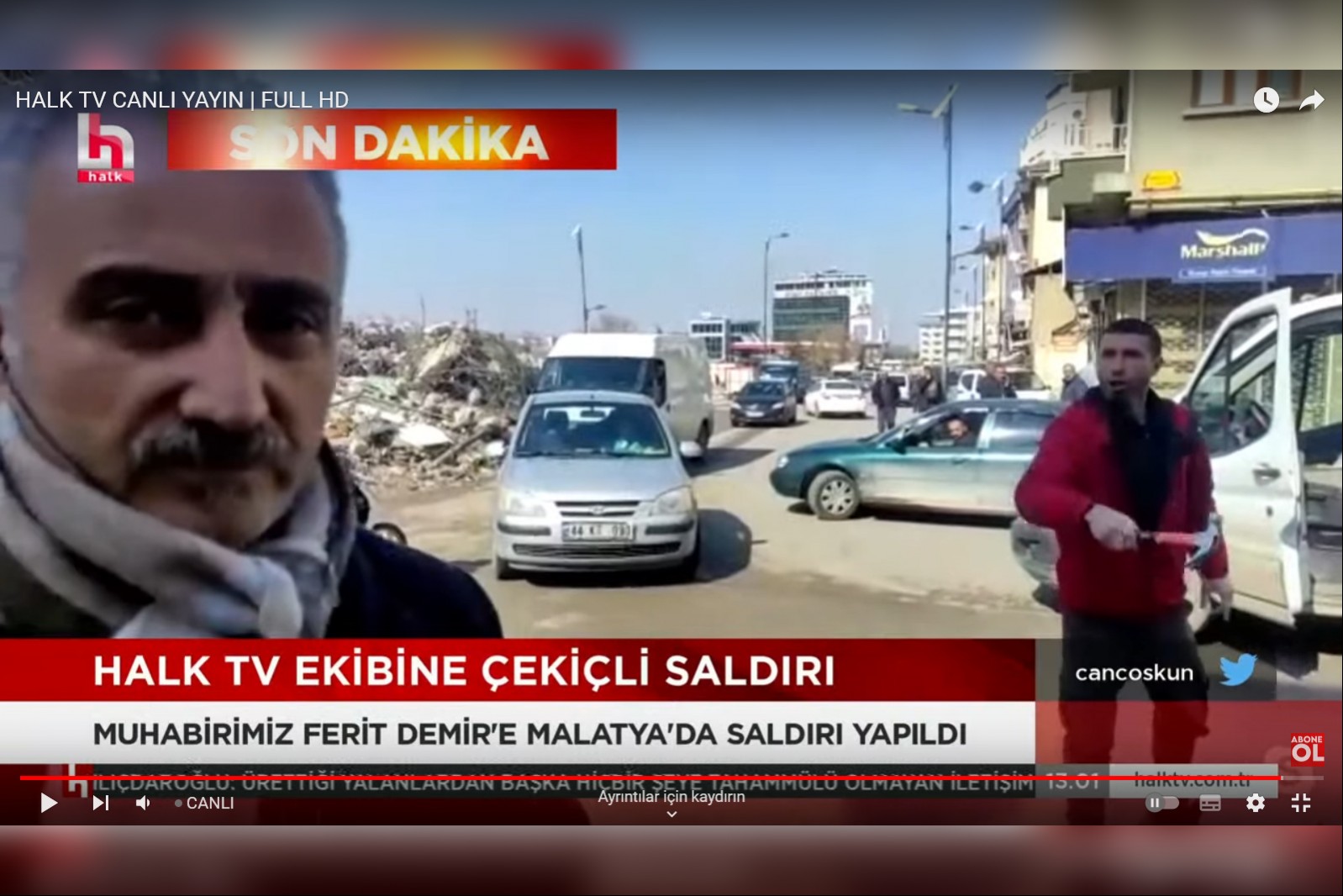 Çekiçli saldırgan hakaretlerle Halk TV muhabiri Ferit Demir'in üstüne yürüdü