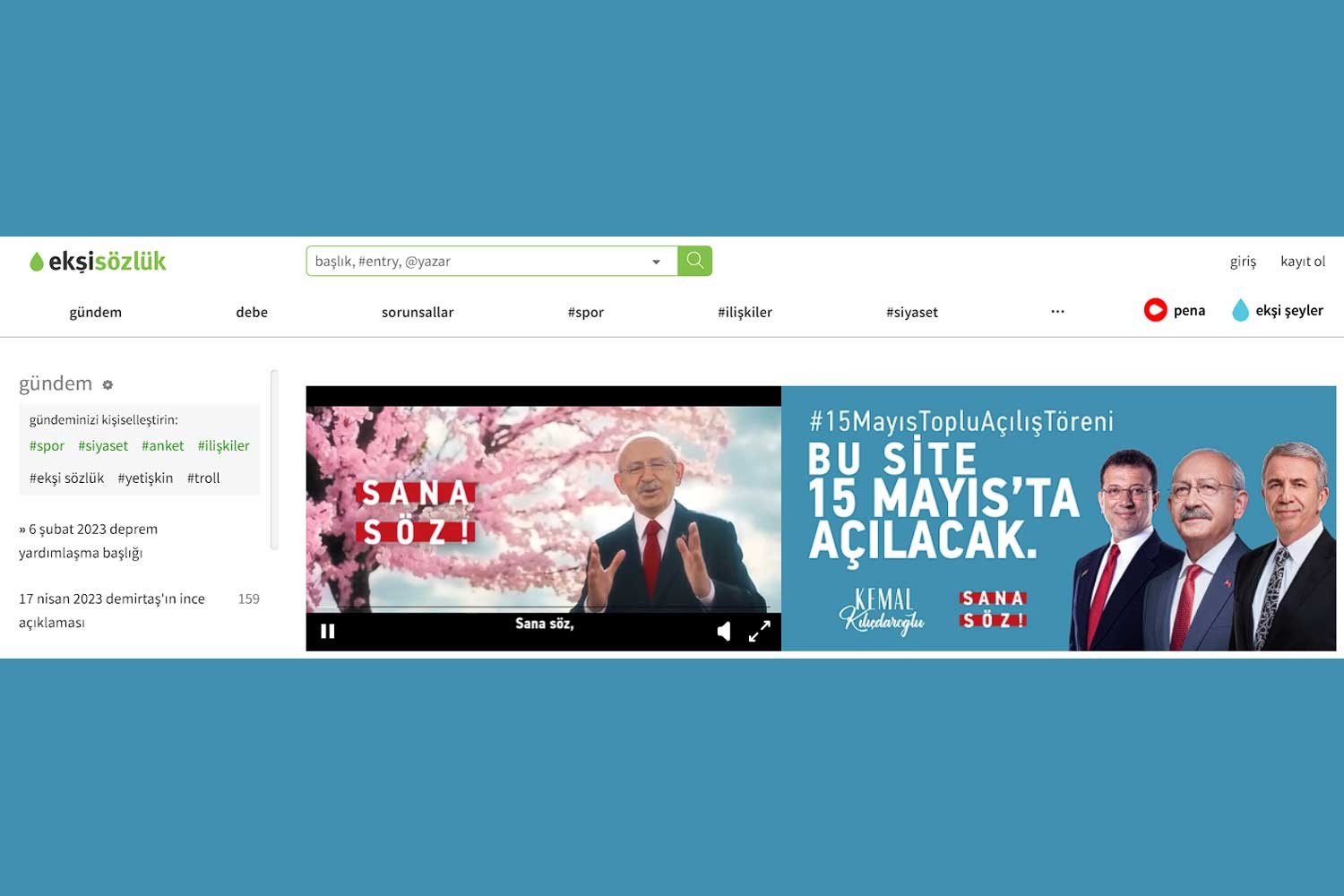 Kılıçdaroğlu, Ekşi Sözlük'e reklam verdi: "Bu site 15 Mayıs'ta açılacak"