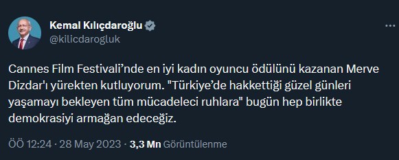 Kemal Kılıçdaroğlu'nun paylaşımı.