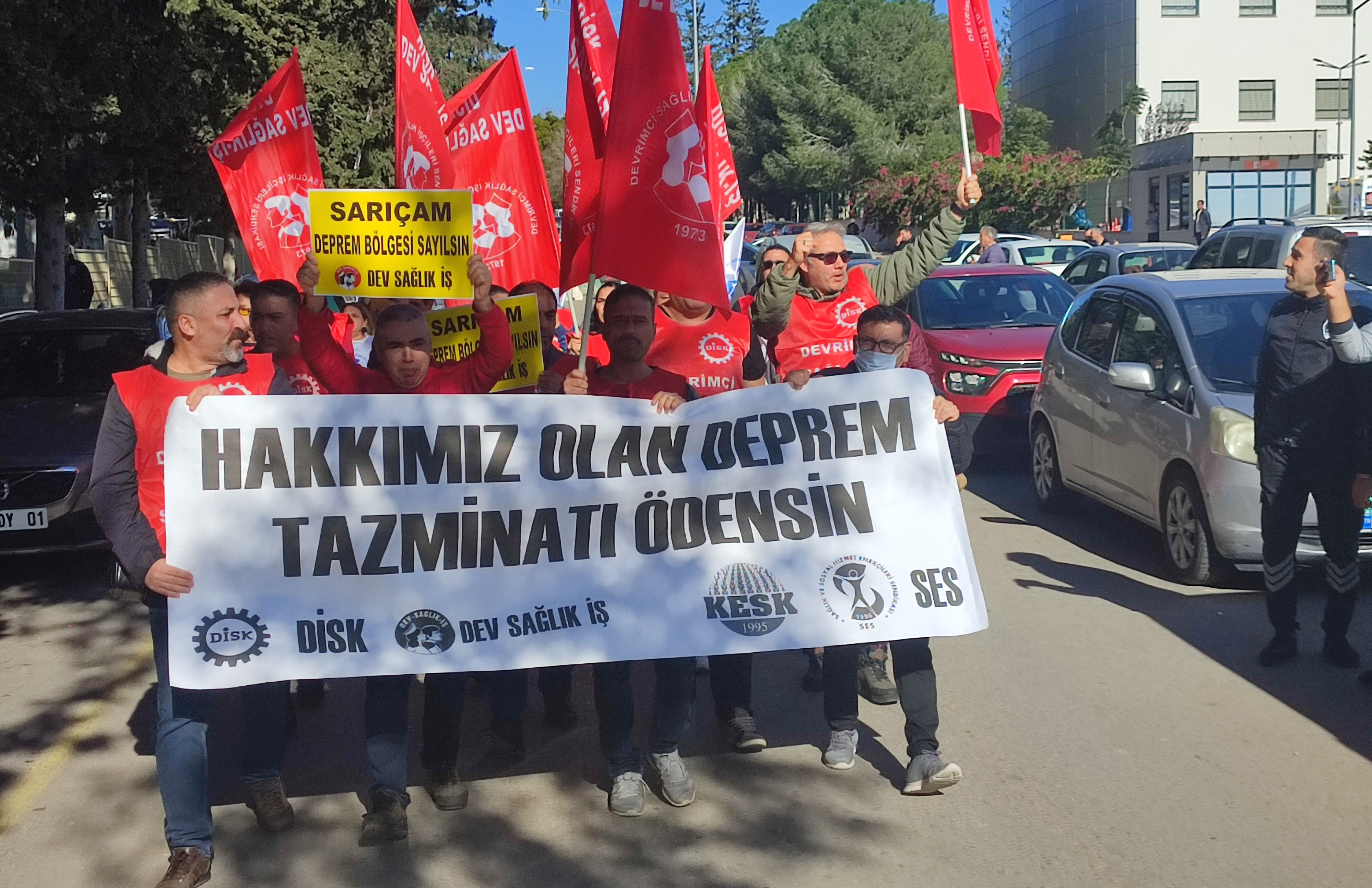 Çukurova Üniversitesi Tıp Fakültesi Balcalı Hastanesi emekçilerinin deprem tazminatı eylemi