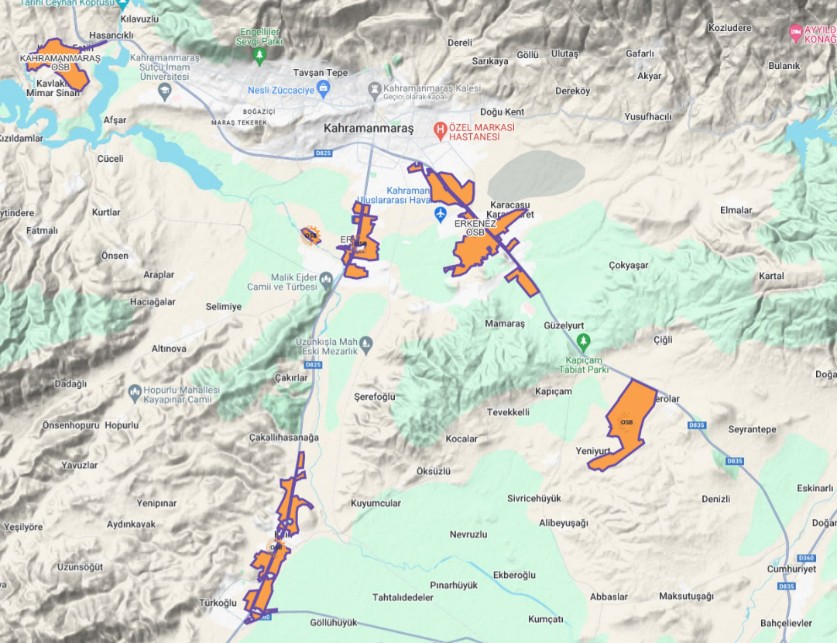 Maraş OSB haritası