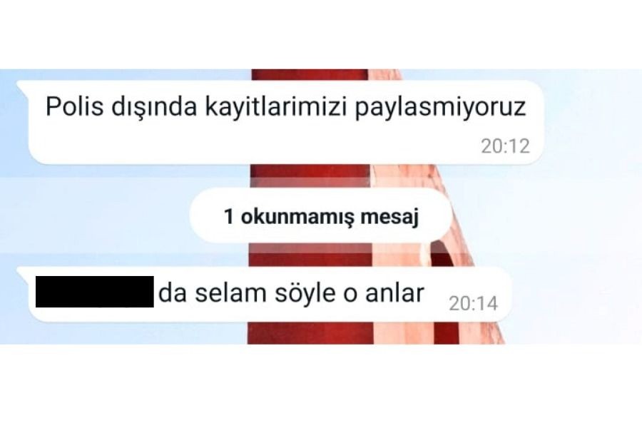 İşletmenin görüntüleri istediğimizde gönderdiği mesaj.