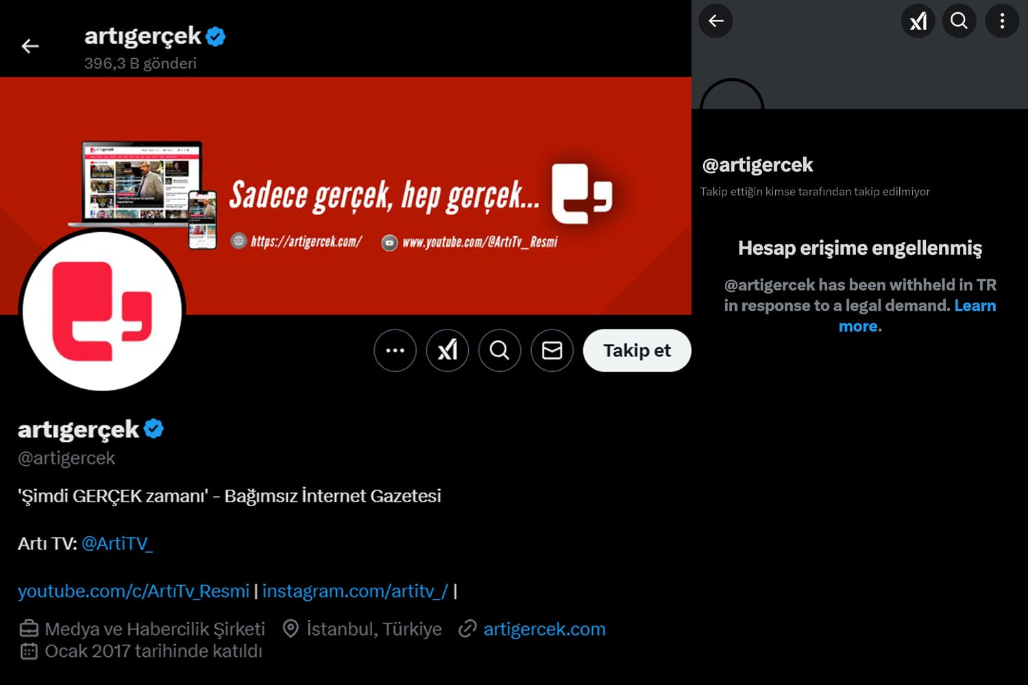 Artı Gerçek'in X hesabına erişim engeli getirildi