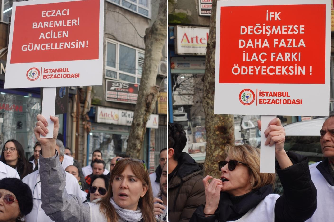 İstanbul Eczacı Odası eyleminde döviz taşıyan eczacılar