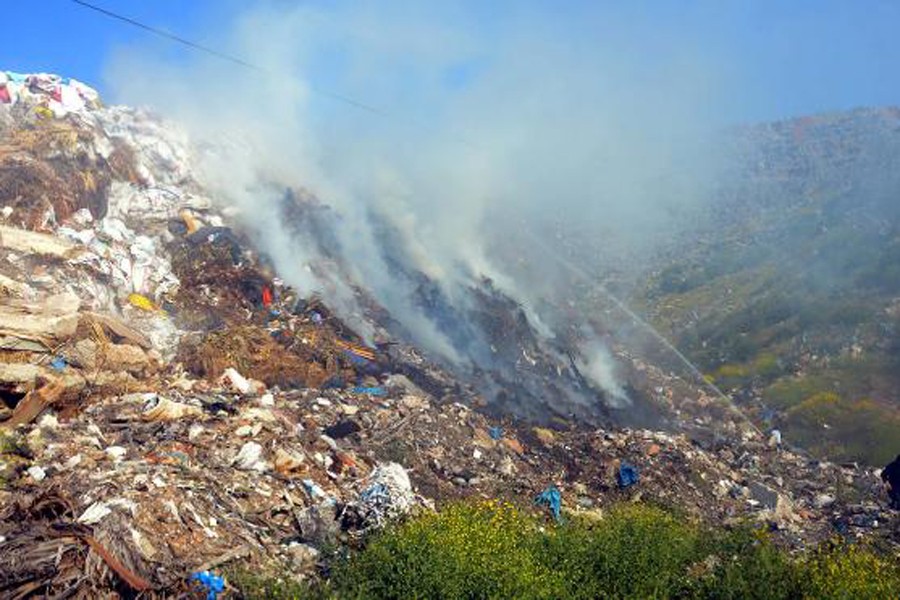 Bodrum'da çöplükte yangın 