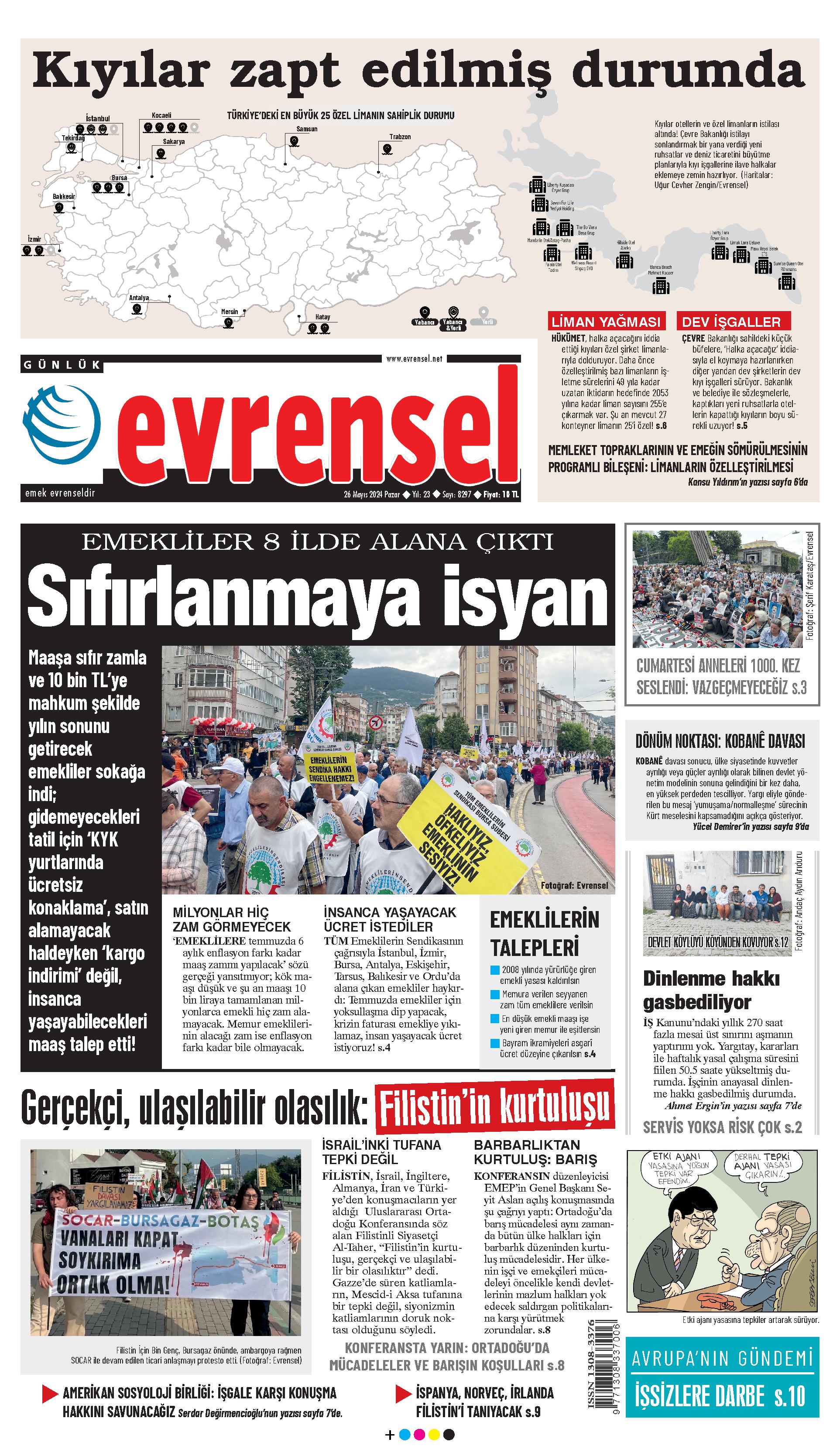 Evrensel gazetesi birinci sayfa - 26 Mayıs 2024